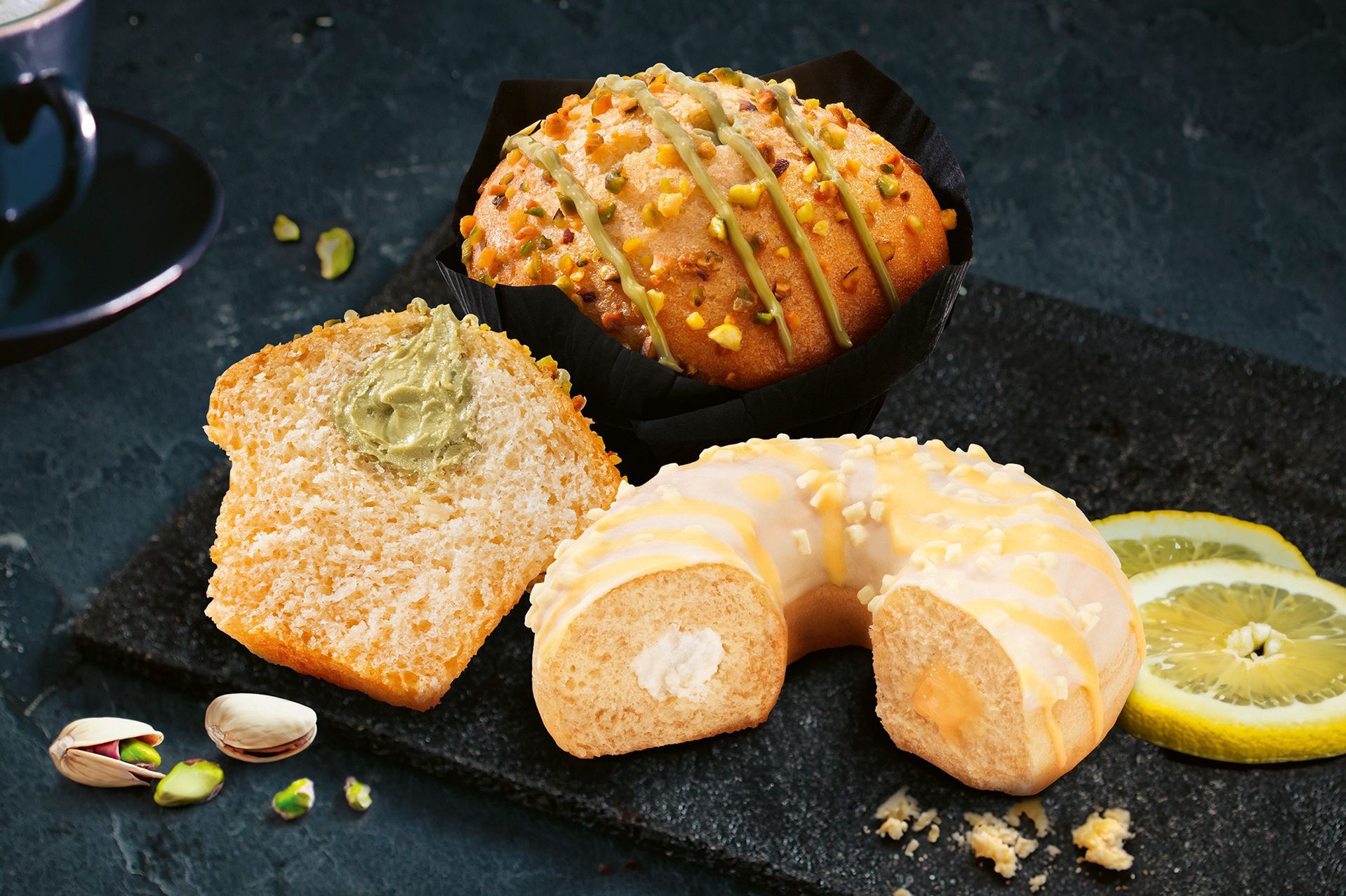 BAKER & BAKER Germany GmbH Muffins with Pistachio Cream Filling and Lemon Cheesecake Donuts are Sweet Highlights of the Season