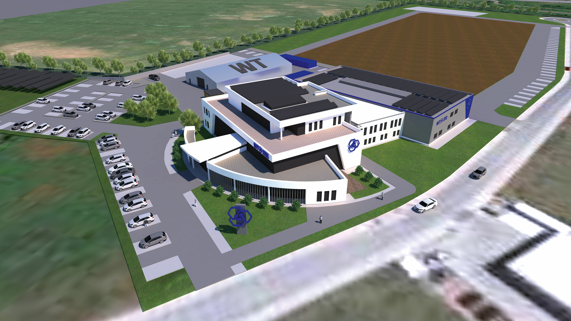 En la sede principal en Riesa, se planea esta construcción de ampliación