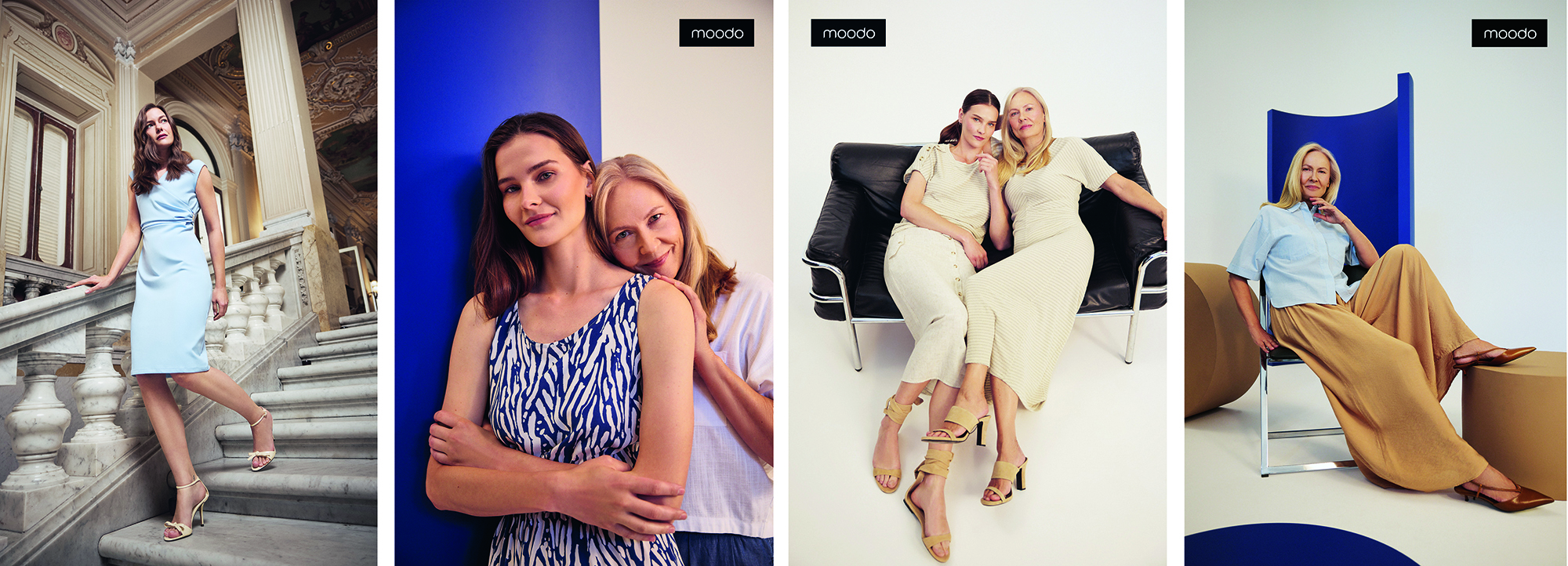 Een fotoset van moeder en dochter benadrukt de doelgroepen van Moodo. Vrouwen van 45 tot 65 en van 30 tot 45 zijn de belangrijkste modeklanten van Moodo