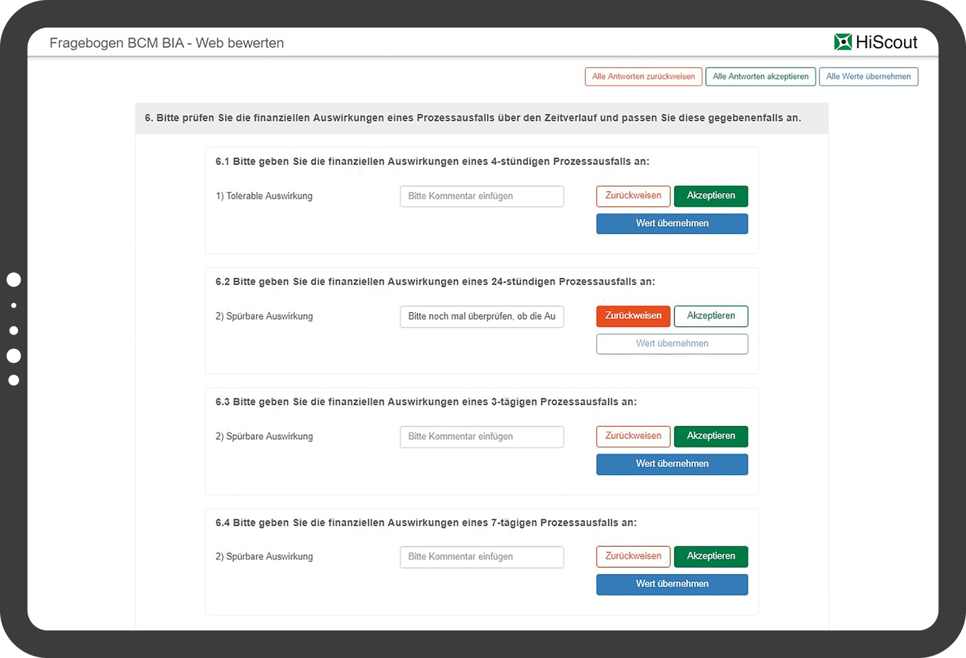 Questionnaire HiScout GmbH