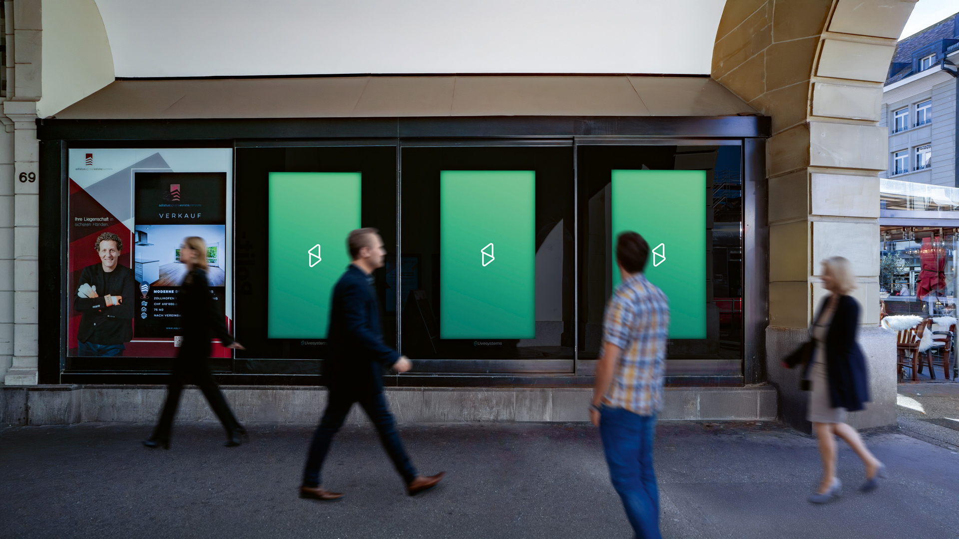 Cityscreen van Livesystems in de openbare ruimte - zichtbaar op drukbezochte locaties