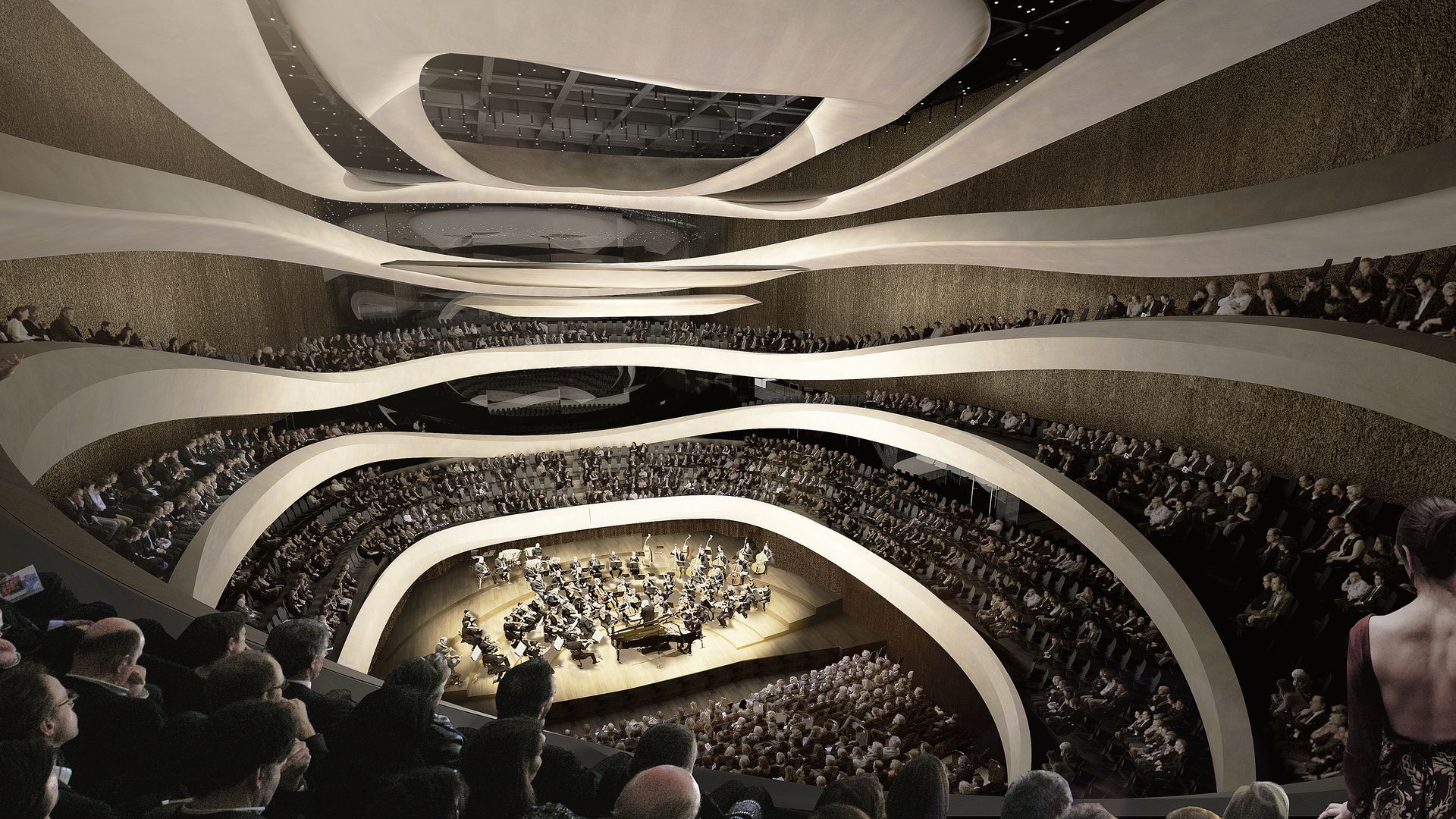 El Sinfonia Varsovia Concert Hall en Varsovia mezcla estructuras históricas con un audaz nuevo volumen, creando un hito cultural diseñado para resonar con las audiencias por generaciones