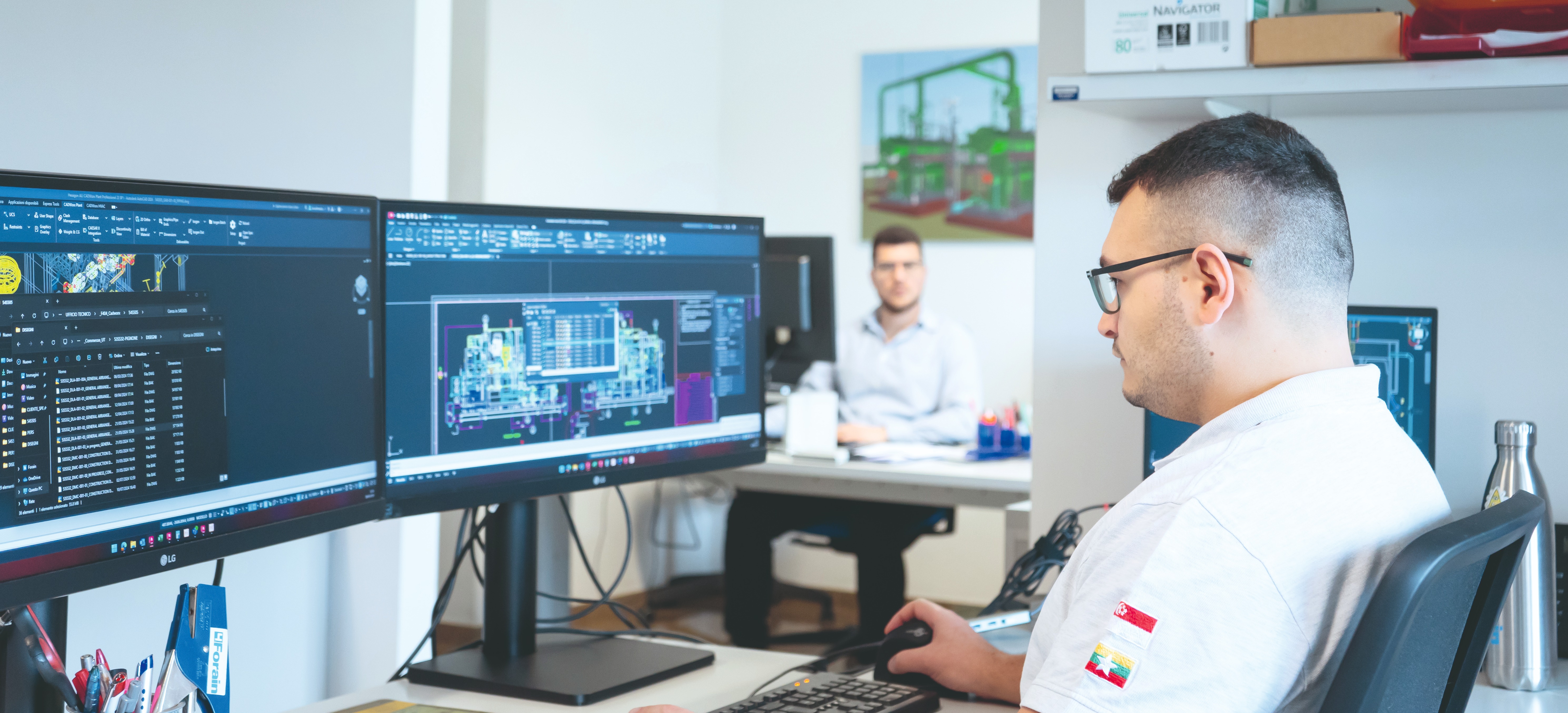 Ingenieure der technischen Abteilung von Forain arbeiten an 3D-Modellierung und Systementwurf – Präzision und Innovation von der Konzeption bis zur Ausführung