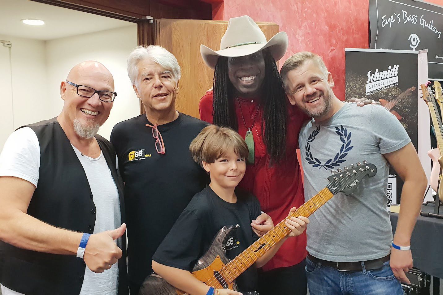 G66 GmbH Guitar Legend and Grammy Winner Larry Mitchell, Frank Steffen Mueller and Markus Hohmann at the Guitar Summit, Mannheim