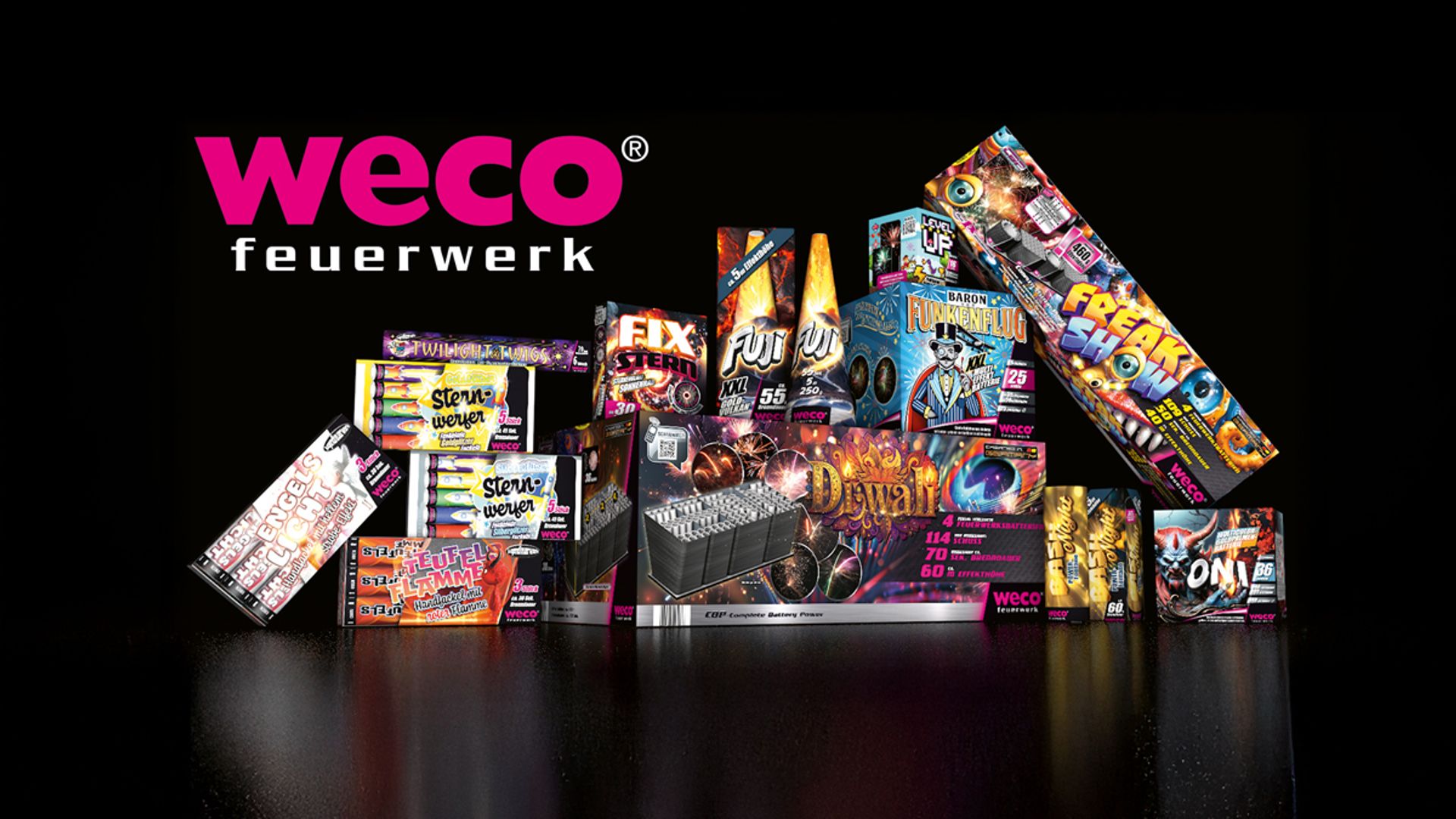 Un regard sur la diversité : La gamme impressionnante de produits WECO, qui garantit des moments inoubliables et des feux d'artifice spectaculaires