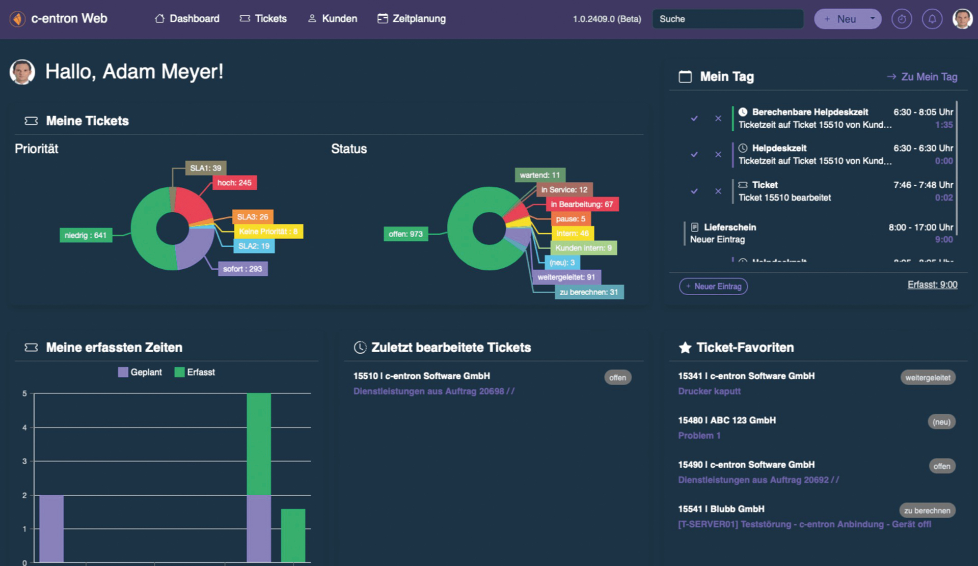 c-entron Software GmbH Dashboard