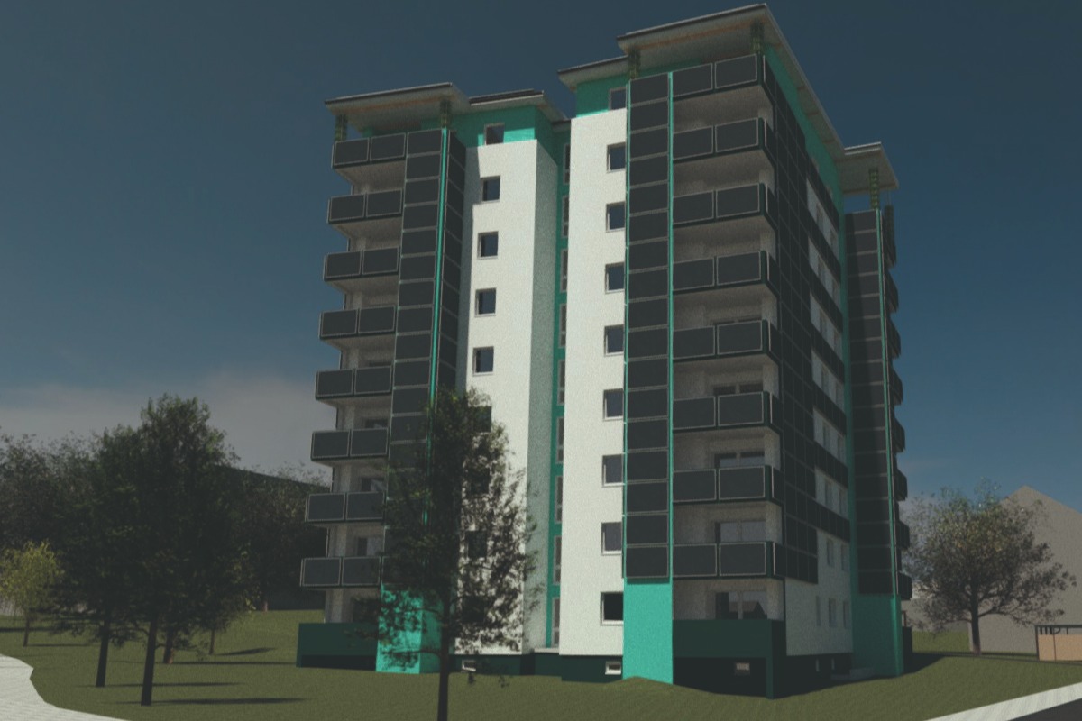 Visualisierung eines neuen Gewog-Wohnprojekts in Bayreuth: Ohne Subventionen gebaut, setzt der energieeffiziente Komplex einen Maßstab für bezahlbares, modernes Wohnen