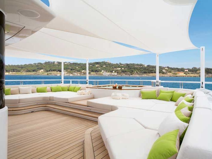 Reckmann Yacht Equipment Schaduwing op het dek van een motorjacht